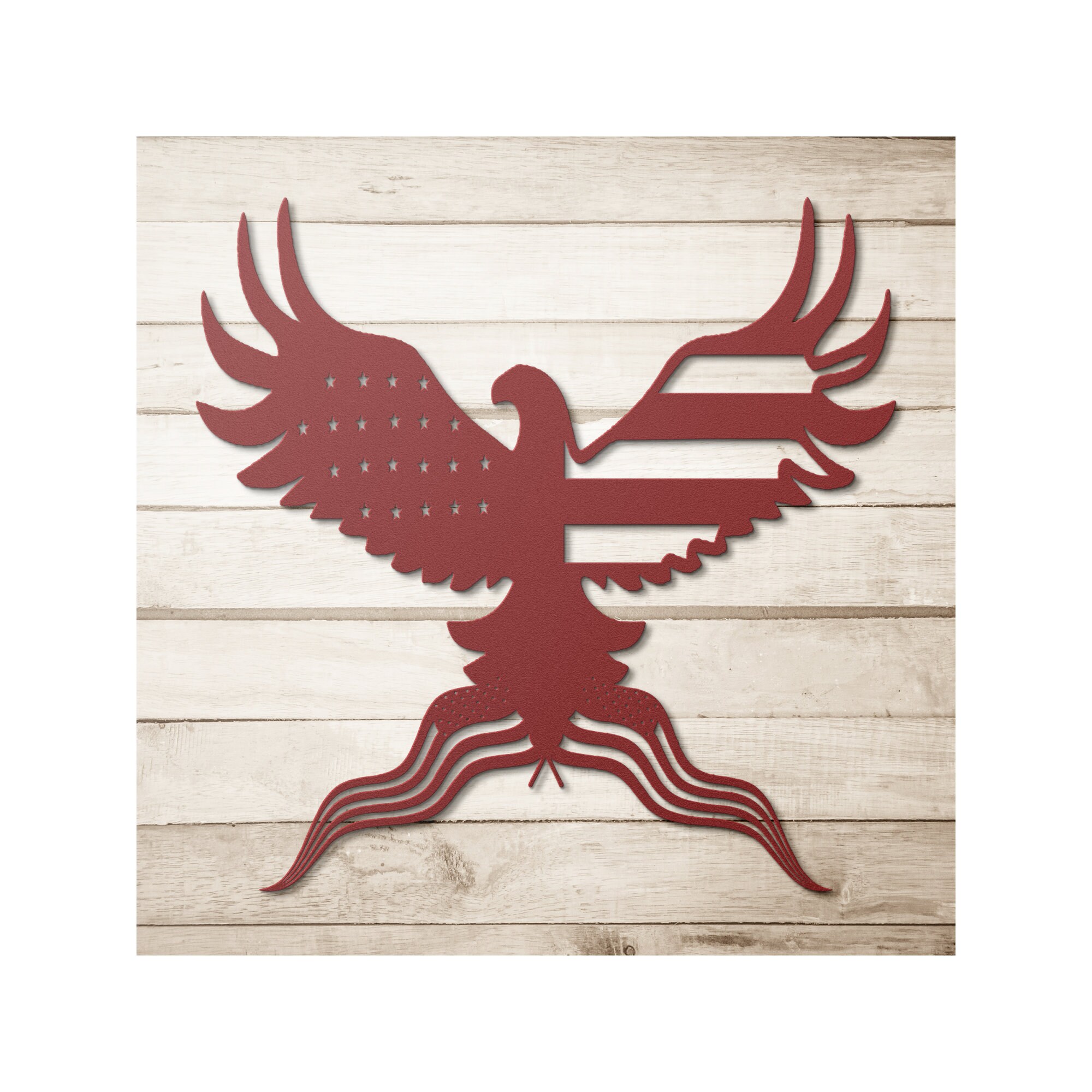 Panneau Mural Métallique Drapeau Américain Aigle – Décoration Patriotique Intérieur/extérieur – Découpe Personnalisée
