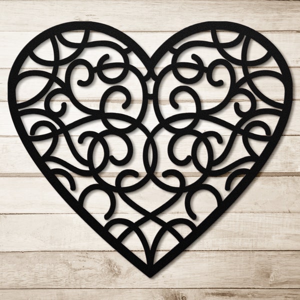 Metal Wall Heart With Swirl Pattern, Bedroom Decor, Home Decor, Wedding Gift, House Warming Gift