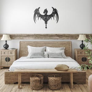 Arte mural de metal, escultura de alas de dragón / Acero de calibre 18 / Tamaños de 12 a 36 pulgadas, decoración para interiores y exteriores imagen 7
