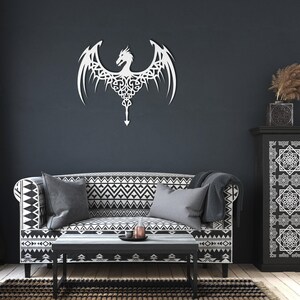 Arte mural de metal, escultura de alas de dragón / Acero de calibre 18 / Tamaños de 12 a 36 pulgadas, decoración para interiores y exteriores imagen 10
