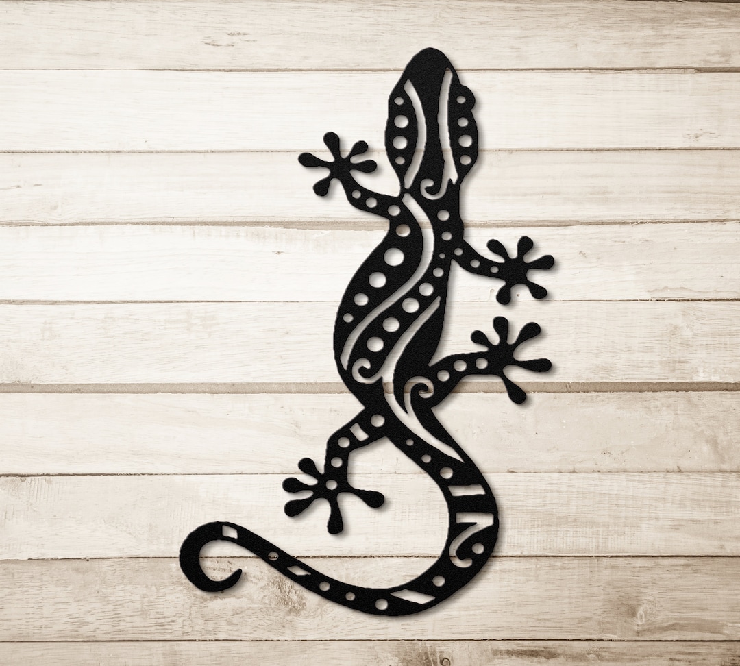 Gecko Lizard Metal Wall Art, Outdoor Garden Decor, Southwestern Decor