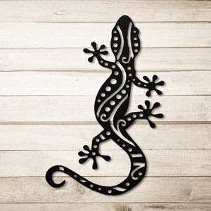 Gecko Lizard Metal Wall Art, Outdoor Garden Decor, Southwestern Decor, Desert Art, Gecko Swirl Design