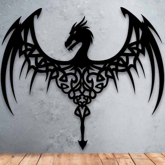 Metal Wall Art, Dragon Wings Sculpture | 18-Gauge Steel | Sizes 12-36 Inches, Indoor Outdoor Decor