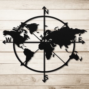 Metal World Map Wall Art: Travel Decor, Urban Design