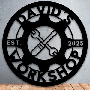 Custom Metal Workshop Sign: Personalized Garage Wall Art