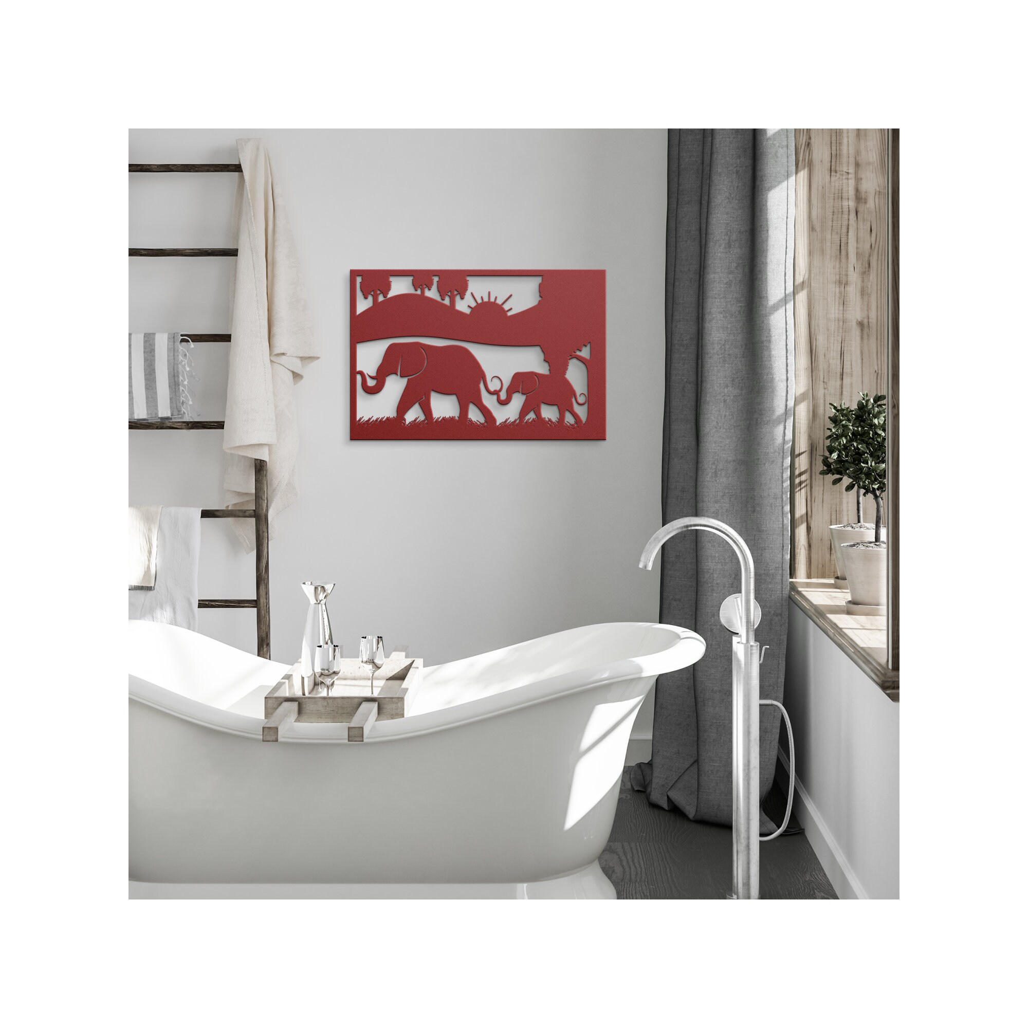 Dolphin Mom & Baby Metal Wall Art – Blue-Tinged, 16 X 5 Inches