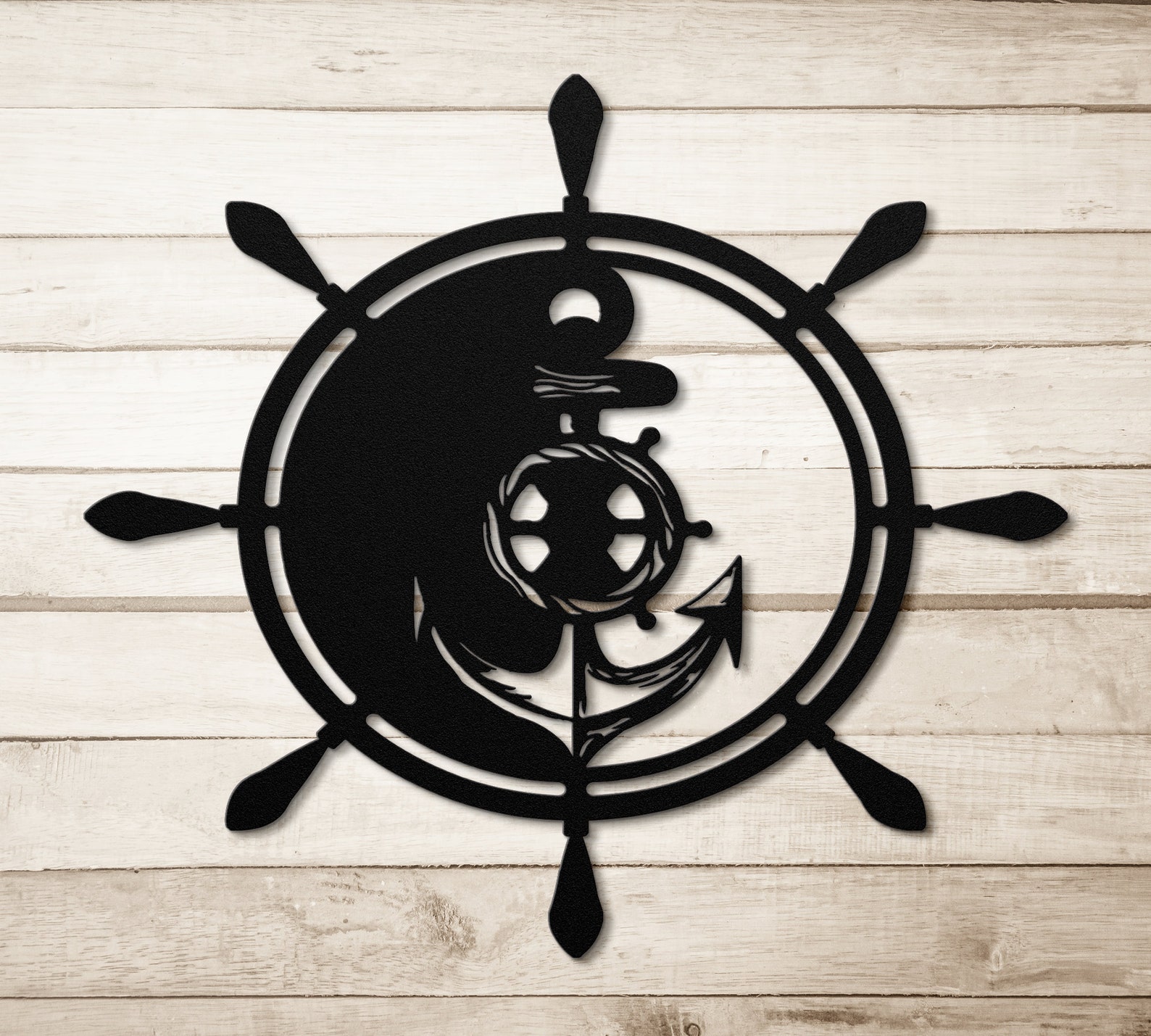 Nautical Anchor Wheel Metal Wall Art, Anchor Art, Boat Lovers Art, Nautical Decor, Ocean Art