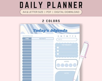 Daily planner, Weekly Planner, Organization, to do list, stationary, Personal Planner, Instant Download, Printable Planner
