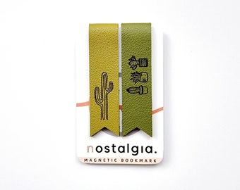 Juego de marcapáginas magnéticos con forma de cactus (2 piezas)