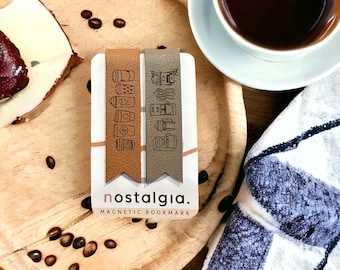 Juego de marcapáginas magnéticos con diseño de café (2 piezas), regalo para amantes de los libros para él y para ella
