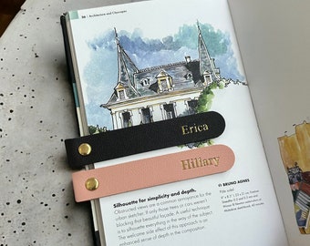 Personalized Leather Bookmark, Anniversary Gifts for Her Him , Father's Day Gift , Personalized Gift, Christmas Gift, FREE NAME STAMP