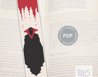 Patrón de marcador de punto de cruz de Drácula / Marcador de literatura clásica gótica
