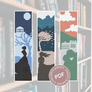 Modèle de marque-page au point de croix Classics : Jane Eyre, Wuthering Heights, Orgueil et Préjugés