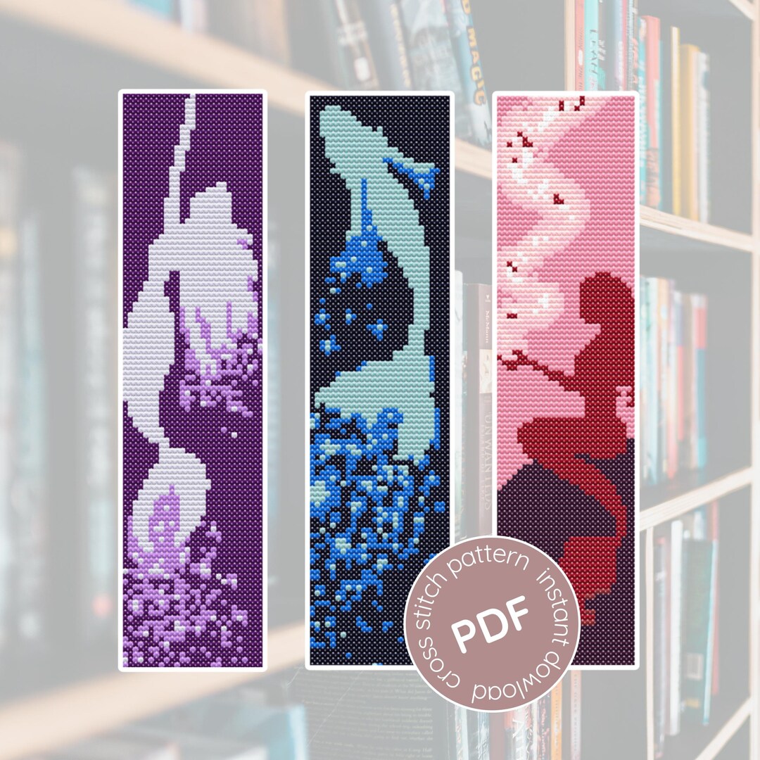 Mermaid Cross Stitch Bookmark Pattern Bundle | Fantasy Ocean ...