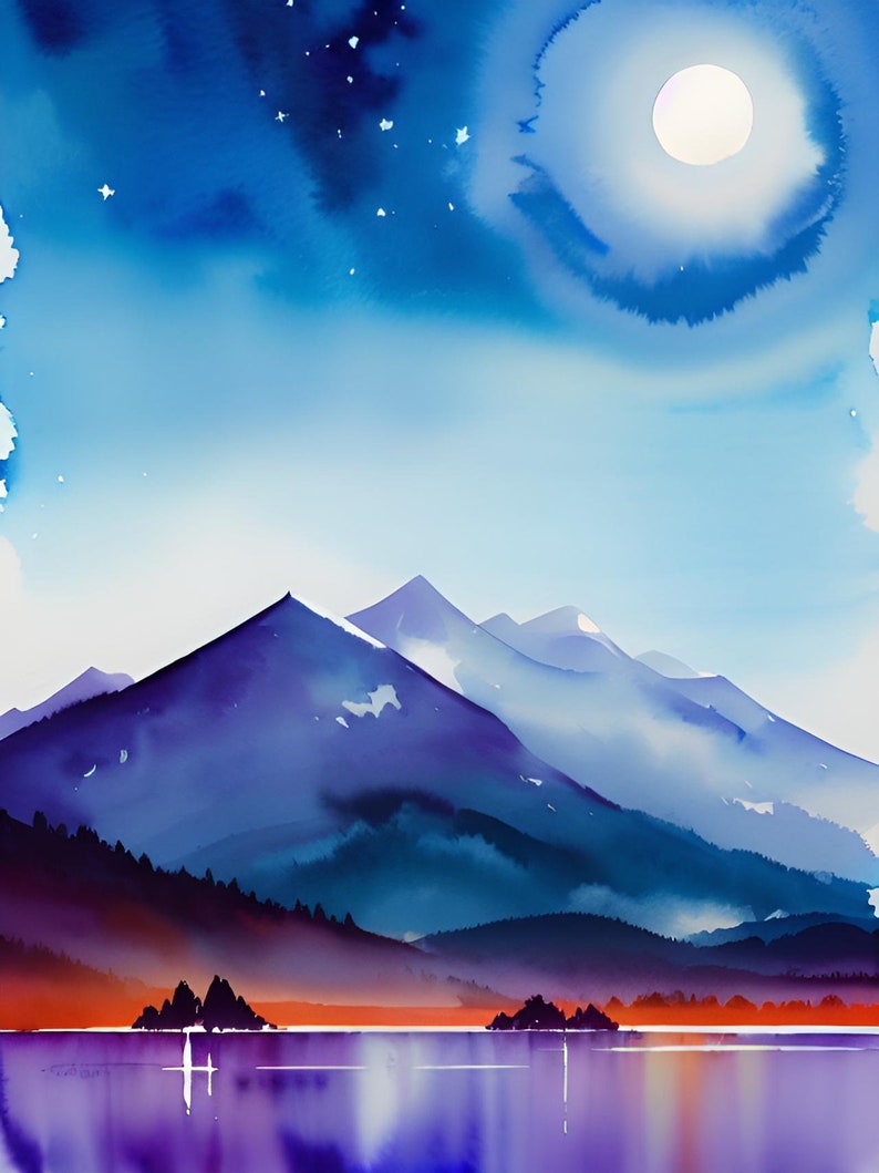 Watercolor Night Sky Digital Art Set of 2 - Etsy