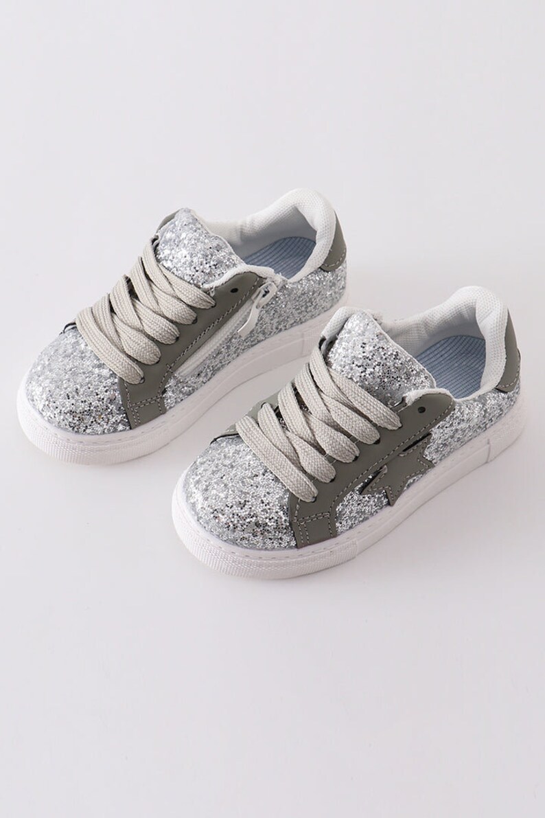 Girls Star Glitter Sneakers Etsy