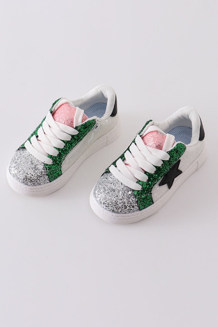 Girls Star Glitter Sneakers Etsy