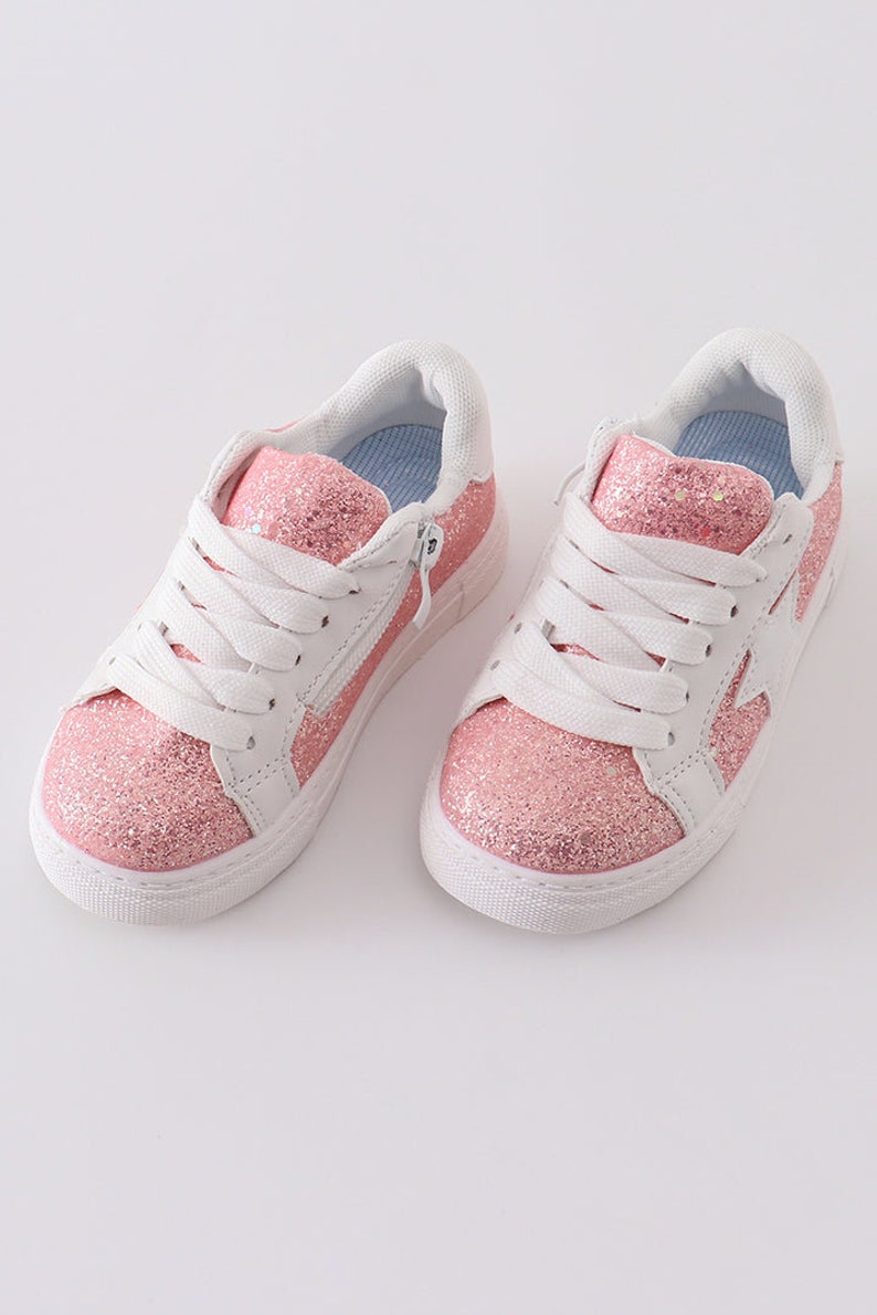 Girls Star Glitter Sneakers Etsy