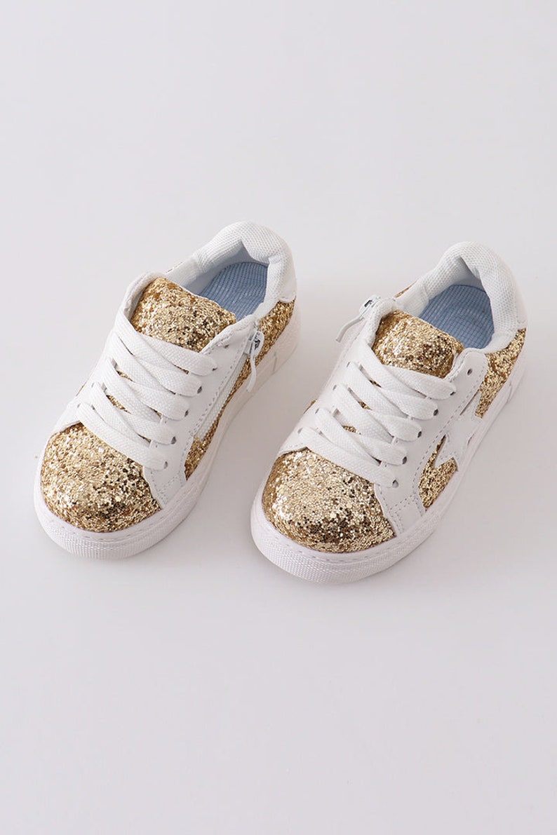 Girls Star Glitter Sneakers Etsy