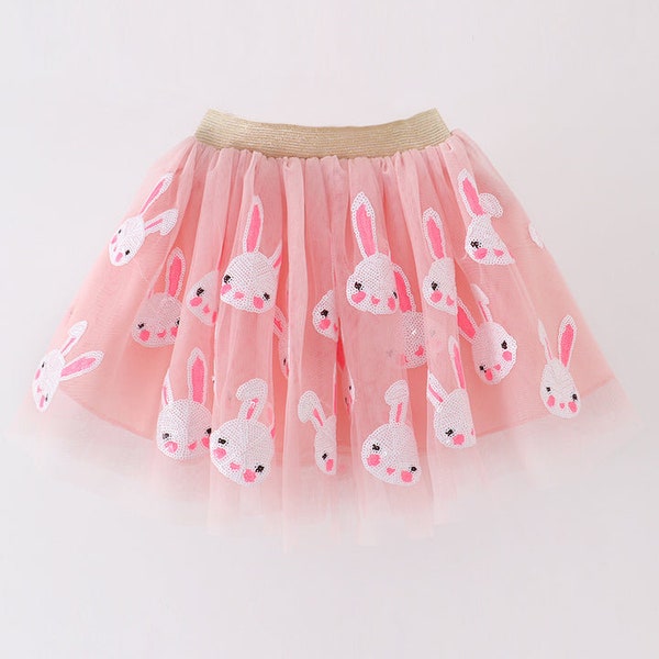 Girls Pink Sequin Bunny Tutu Skirt