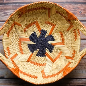 Handwoven Fruit Basket African Ghanaian Bolga Basket | Sustainable Decorative Rattan Basket Kitchen Home Decor Handcrafted Housewarming Gift