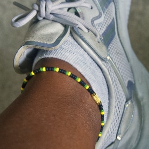 Jamaica Anklet | Beaded Anklet | Caribbean Jewelry | Rasta Accessories | Jamaican Jewelry | Barrel Screw Clasp | Handmade Unisex Gifts