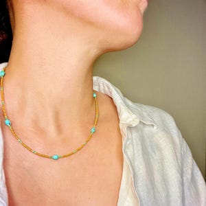 Turquoise and delica beads simple necklace