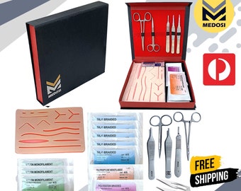 Complete Suture Practice Kit For Medical Students Veterinary Surgical Knots Training Suture Pad With Mesh Layer to Enhance Durability