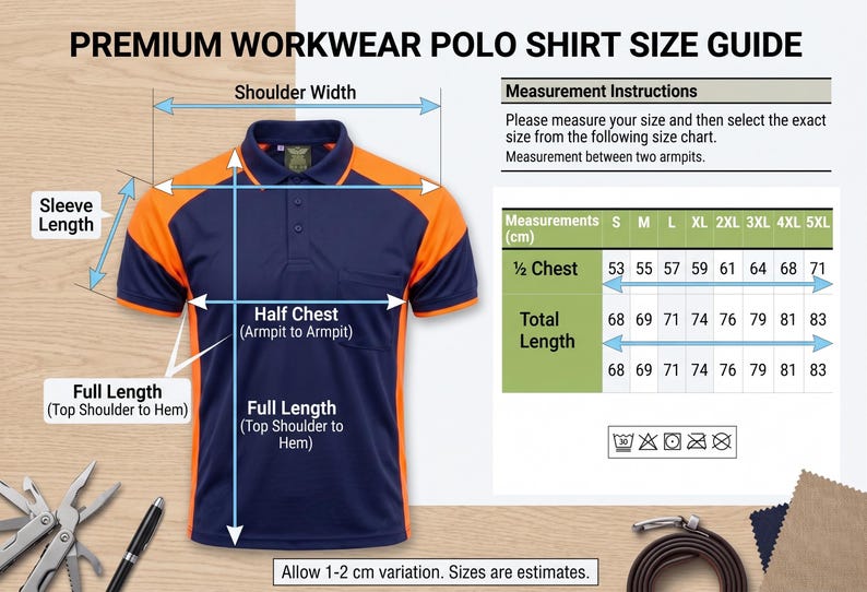 Men Polo Shirts Hi Vis Cargo Work Tradie T Shirt Golf Sports T-Shirt Short Sleeves image 2