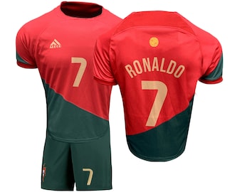Soccer Kids Portugal Jersey Shorts Kit - Ronaldo # 7 Home Fans Youth Unisex Football Sports Uniform