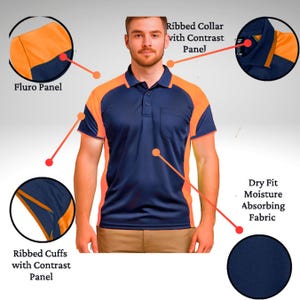 Men Polo Shirts Hi Vis Cargo Work Tradie T Shirt Golf Sports T-Shirt Short Sleeves image 16