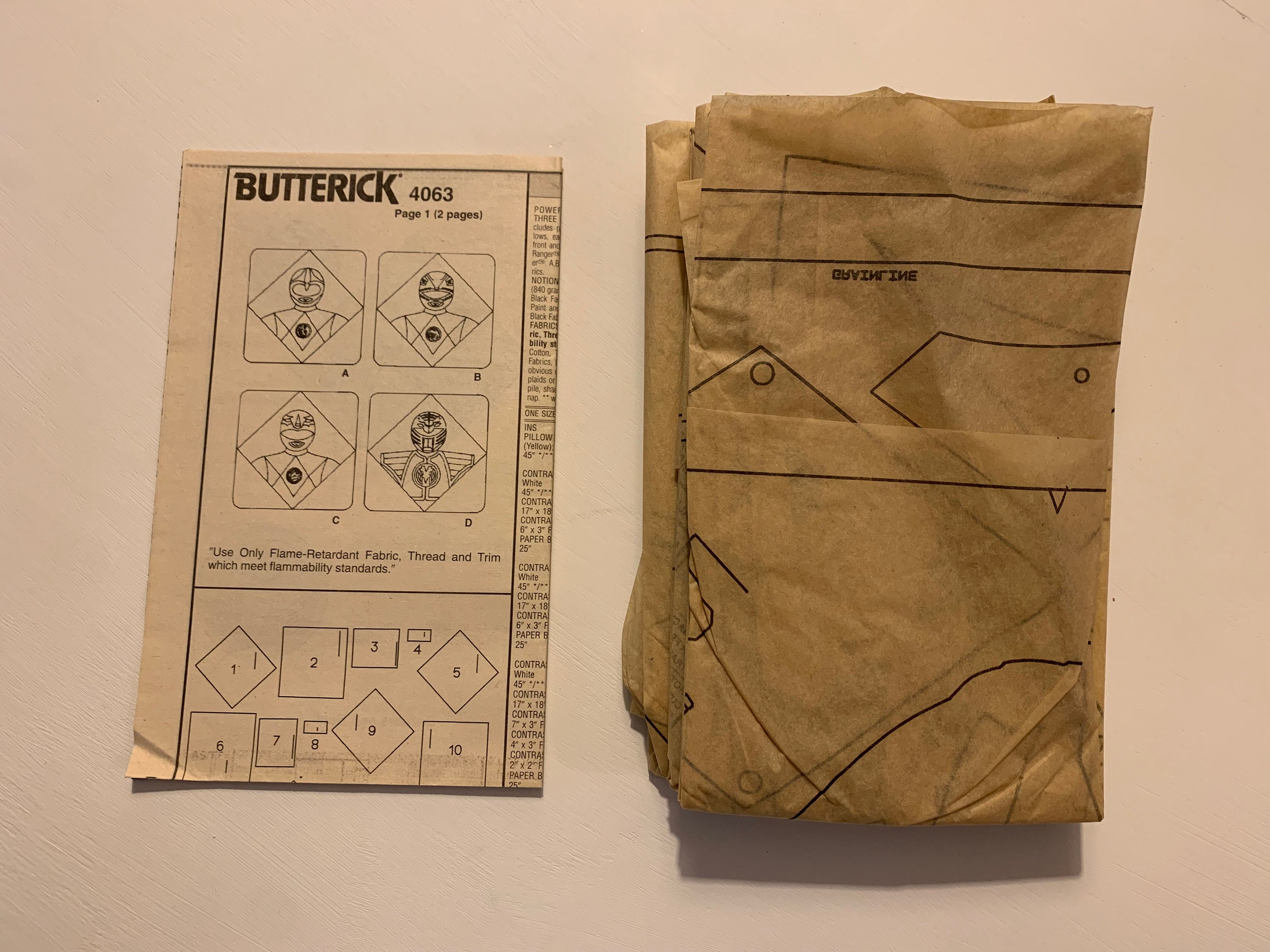 Vintage 90s Mighty Morphin Power Rangers Sewing Pattern Pillow Pattern ...