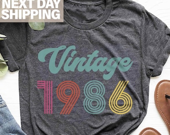 Vintage 1986 Birthday T-Shirt, 40th Birthday Shirt, Vintage 40th Birthday Gift Shirt For Women, 40th Birthday Gift For Men, Born In 1986 Tee