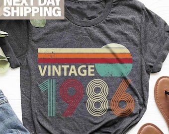 Vintage 1986 Birthday T-Shirt, 40th Birthday Shirt, Vintage 40th Birthday Gift Shirt For Women, 40th Birthday Gift For Men, Born In 1986 Tee