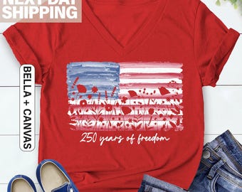 250 Years of Freedom Floral Shirt, America 250 Shirt, Fourth of July Wildflower Shirt, Semiquincentennial Shirt