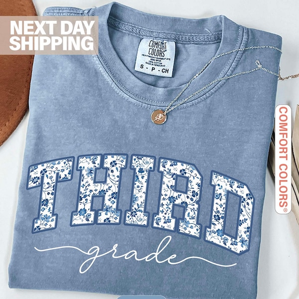 Comfort Colors® Third Grade Teacher Shirt, Toile de Jouy 3rd Grade T-Shirt, Third Grade Teacher Appreciation Gift, Elementary School T-Shirt