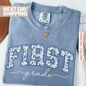 Comfort Colors® First Grade Teacher Shirt, Toile de Jouy 1st Grade T-Shirt, First Grade Teacher Appreciation Gift, Elementary School T-Shirt