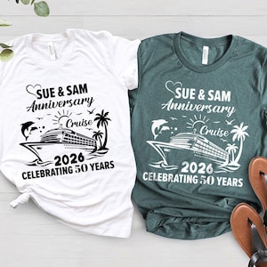 Magliette personalizzate per anniversario di crociera, Magliette per anniversario di crociera, Magliette per coppie di crocieristi, Crociera 2026, Coppia personalizzata, Crociera di coppia immagine 1