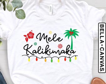 Mele Kalikimaka Christmas Shirt, Trendy Hawaii Island Beach Christmas Holiday Shirt, Festive Holiday Party Graphic Shirt, Hawaiian Christmas