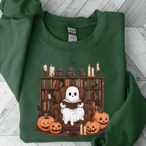 Retro Geist Lesebücher Sweatshirt, Bibliothekar Geist Halloween, Halloween Lehrer Sweatshirt, Halloween Shirt, Lehrer Geschenk, Boo Schule