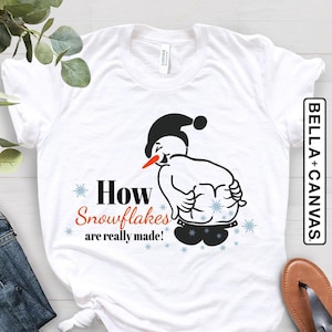 Cómo se forman realmente los copos de nieve, camiseta divertida de muñeco de nieve, camiseta divertida de Navidad