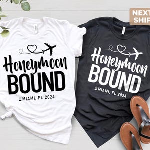 Honeymoon Bound Shirt, Custom Honeymoon Vacation Shirt, Personalized Honeymoon Location Shirts, Newlywed Shirt, Cute Couple Matching T-Shirt