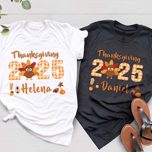 Thanksgiving Family Shirts, Turkey Matching Family Tee, Personalized Thanksgiving Group T-Shirts, Custom Cute Family Thanksgiving Shirt 2025