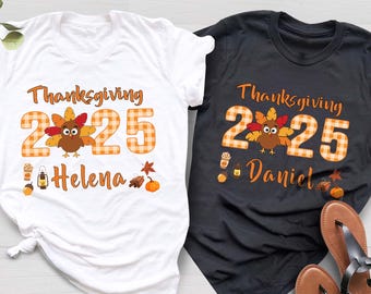 Thanksgiving Family Shirts, Turkey Matching Family Tee, Personalized Thanksgiving Group T-Shirts, Custom Cute Family Thanksgiving Shirt 2025