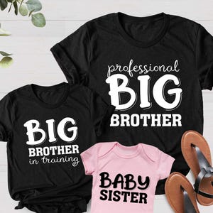 Sibling Shirts Matching, Brother Big Sister Little Sister, Sibling Pregnancy Announcement, Family Baby Announcement, Pregnancy Reveal Shirts