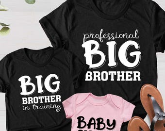 Geschwister Set Big Brother T-Shirt & Baby Sister Strampler - Matching Outfits
