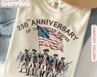 America 250th Anniversary, Revolutionary War Soldiers Shirt, 1776-2026, Retro 90s History Tee, Comfort Colors® 250 Years Tee, Unisex 2XL-4XL