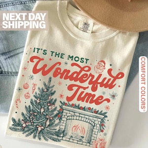 Maglietta natalizia Comfort Colors, Maglietta It's The Most Wonderful Time, Maglietta natalizia, Maglietta natalizia vintage, Maglietta natalizia retrò