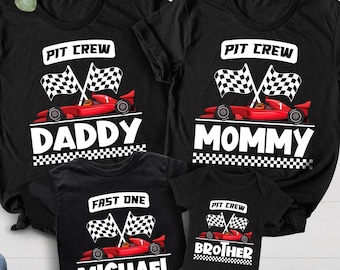 Fast One Pit Crew Birthday Shirt, Car Race Birthday Tee, Birthday Boy Shirt, Family First Birthday Party Shirts, Fast One 1st Birthday Shirt