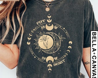 Subtle Anti Fascist FDT Celestial Moon Political Tee, 8647 Anti Trump Fascism Shirt, Pro Choice Feminist Democrat Activist Tee, Gift For Her